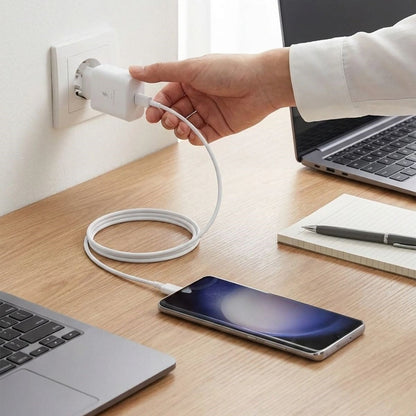 45W Süper Hızlı Şarj Adaptörü USB-C PD 3.0 PPS Fast Charger + 5A Type-C to Type-C Kablo (5347)