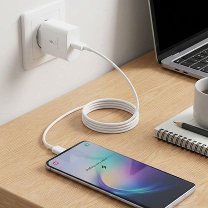 45W Süper Hızlı Şarj Adaptörü USB-C PD 3.0 PPS Fast Charger + 5A Type-C to Type-C Kablo (5347)