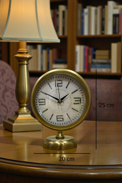 Premium Vintage 25 x 20 Cm Eskitme Metal Masa Saati