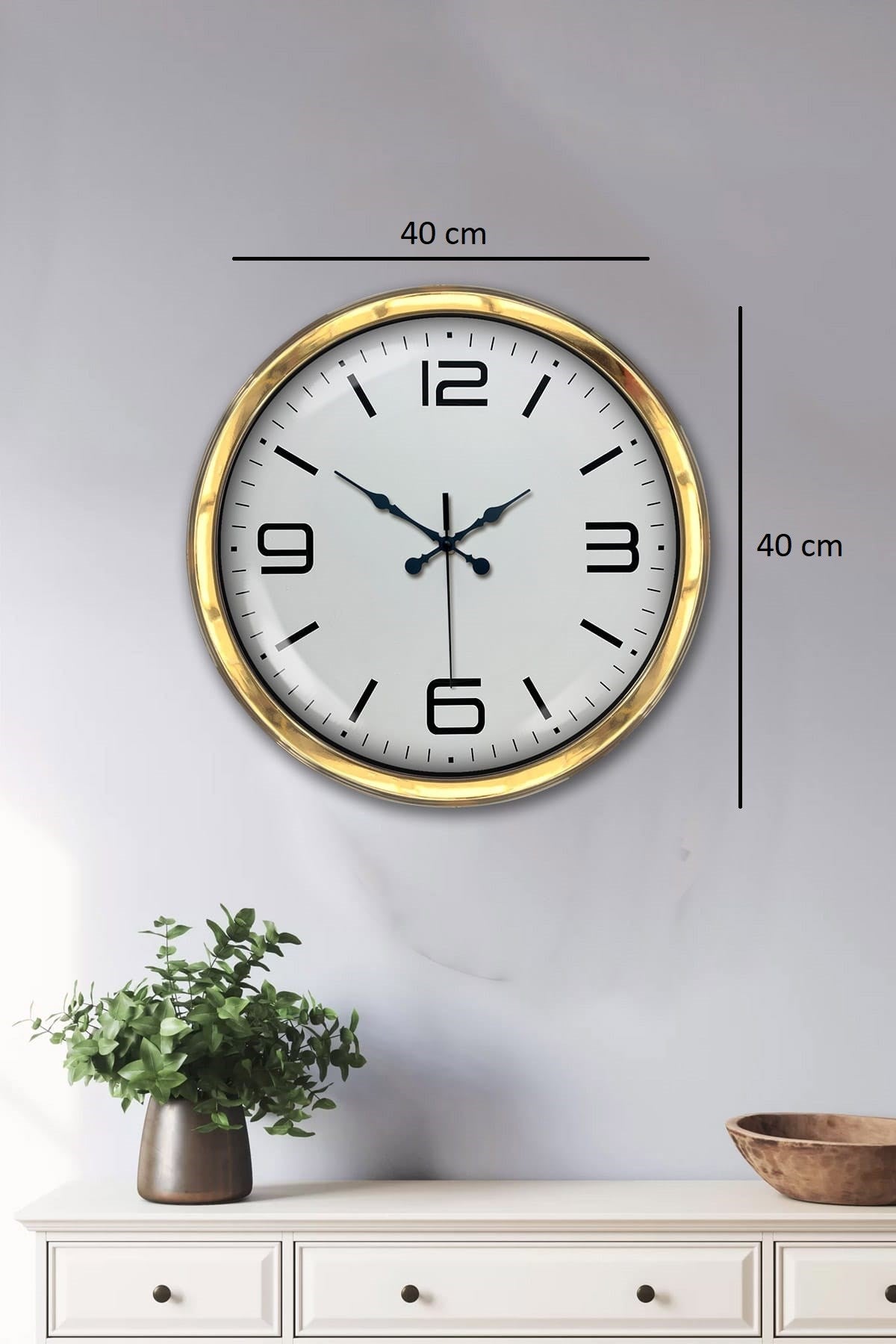 Gold Lüks 40 Cm Metal Modern Duvar Saati