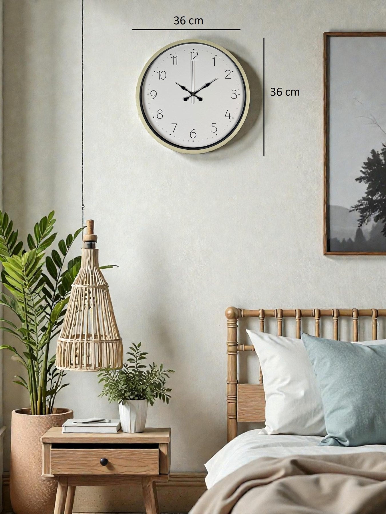36 Cm Krem Sade Dekoratif Duvar Saati