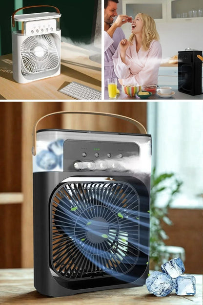 Starixa® Taşınabilir 3 Farklı Mod Ayarlı 7 Farklı Led Işıklı Sulu Soğutmalı Taşınabilir Masaüstü USB Fan Vantilatör