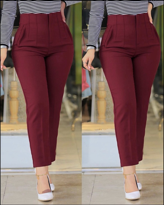 Kadın üste Oturan Paçası Bilek üzerinde Biten Atlas Kumaş Pantolon 36 (S) - 48 (4XL)