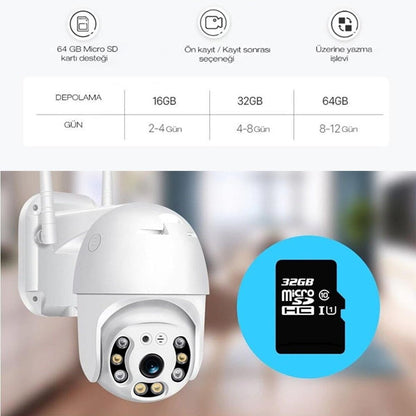 Starixa® 20 MP HD Lens İç Dış Mekan Suya Danıklı IP Wifi Network Güvenlik Kamerası Wifi Kamera