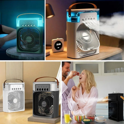 Starixa® Taşınabilir 3 Farklı Mod Ayarlı 7 Farklı Led Işıklı Sulu Soğutmalı Taşınabilir Masaüstü USB Fan Vantilatör