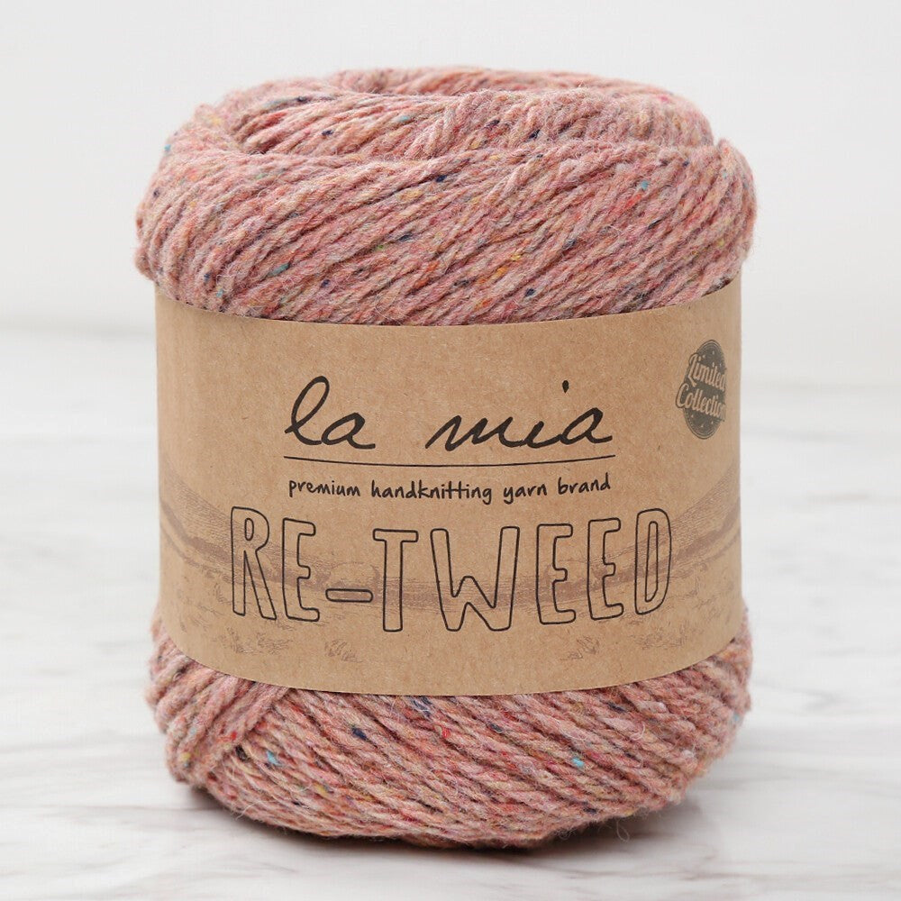 La Mia Re-Tweed خيط حياكة يدوي بلون الميلانج الوردي المجفف - L1