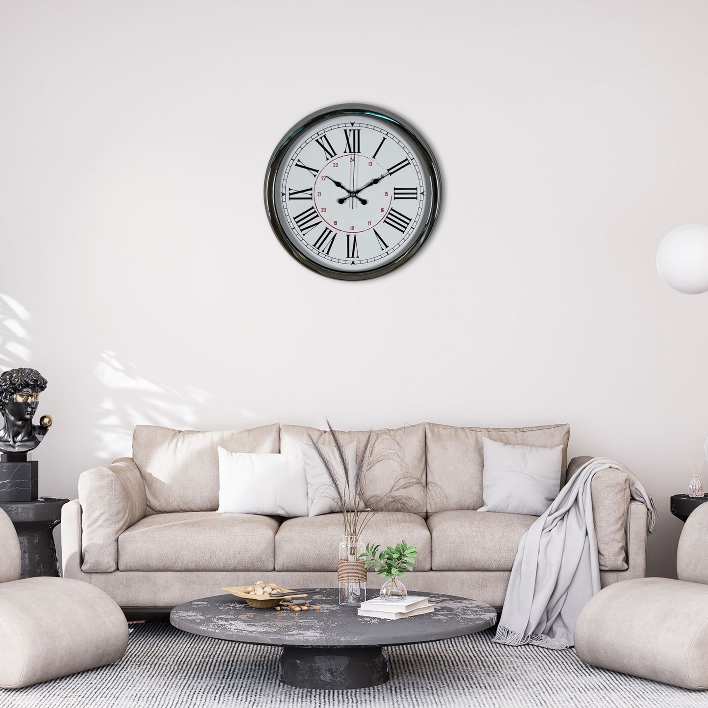 Silver Elegance 40 Cm Krom Metal Duvar Saati