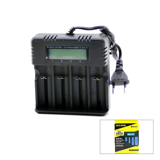 4LÜ PİL ŞARJ ALETİ 3000mA 4.2V FİŞLİ=AC 100-240V ETC - 26650 - 18650 - 16340 (5347)