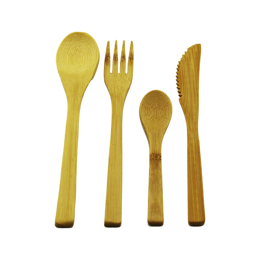 4PCS  AHŞAP BAMBU MUTFAK SETİ  2 KAŞIK - ÇATAL - BIÇAK (5347)