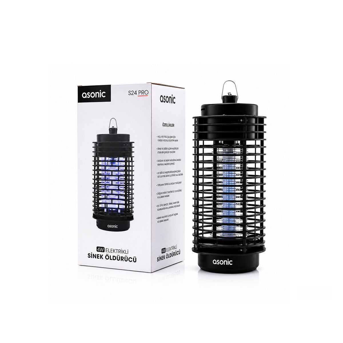 4W - SİYAH KOKUSUZ TAŞINABİLİR LED MAVİ IŞIKLI SİNEK ÖLDÜRÜCÜ S24 PRO (5347)