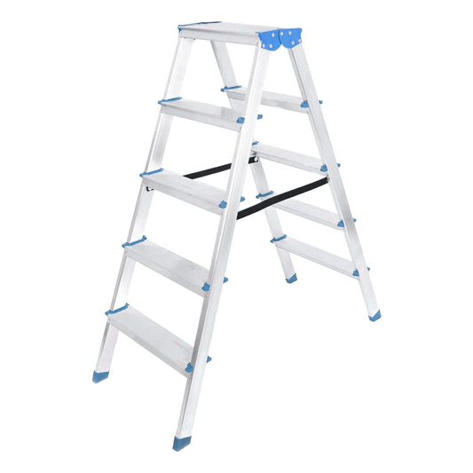 5+5 ÇİFT BASAMAKLI ALÜMİNYUM METAL MERDİVEN YÜKSEKLİK = 115CM BAŞ GENİŞLİK = 8CM (5347)