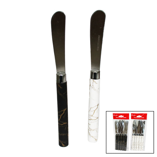 5 PARÇA  UZUN KAHVALTI BIÇAK - MERMER DESEN SAPLI 16.5 cm (5347)