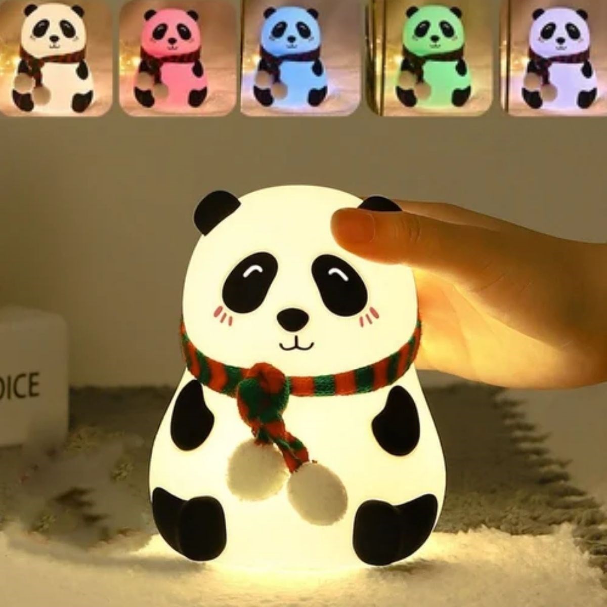 مصباح ليلي LED على شكل باندا رقيق بـ 5 أوضاع ألوان مختلفة - ضوء محيطي ناعم الملمس قابل لإعادة الشحن لغرفة الأطفال والديكور (5347)