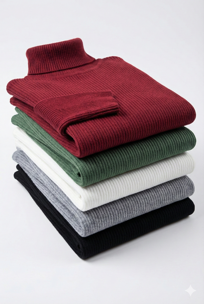 5'li Siyah, Beyaz, Bordo, Gri, Haki Unisex Kaşkorse Boğazlı Full Likralı Fitilli Body Kazak