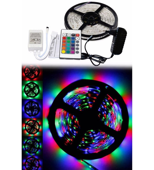 5 Metre Rgb Şerit Led Seti-İç ve Dış Mekan Silikonlu-Tak Çalıştır (5347)