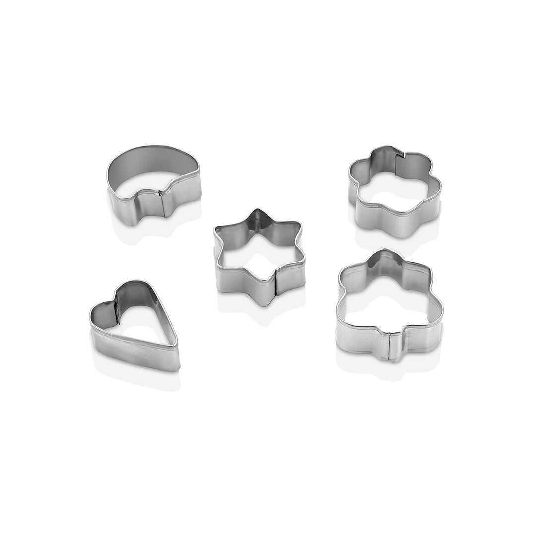 5 PCS METAL KURABİYE KALIP KALP - YILDIZ - PAPATYA - AĞAÇ (5347)