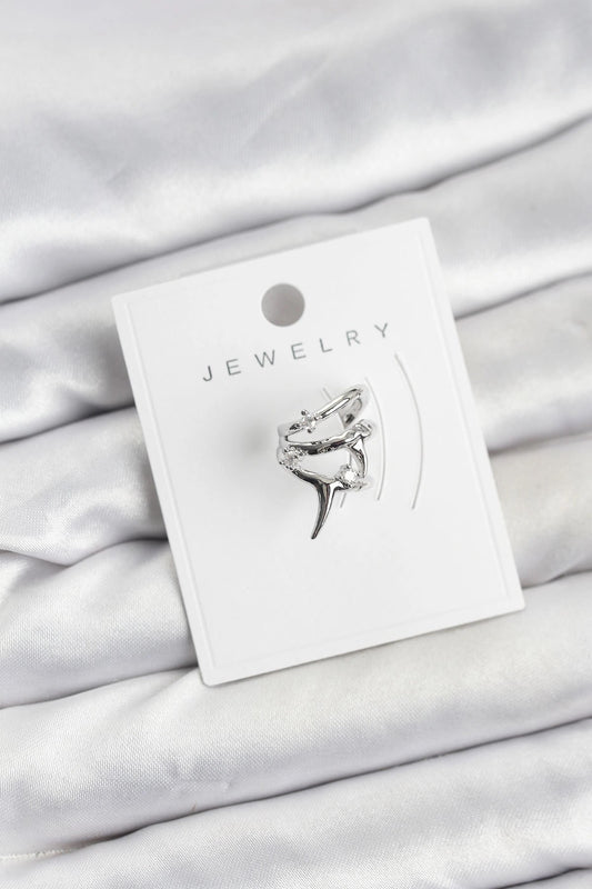 Mey İthalat® Gümüş Renk Pirinç Diken Model Kıkırdak Earcuff Küpe