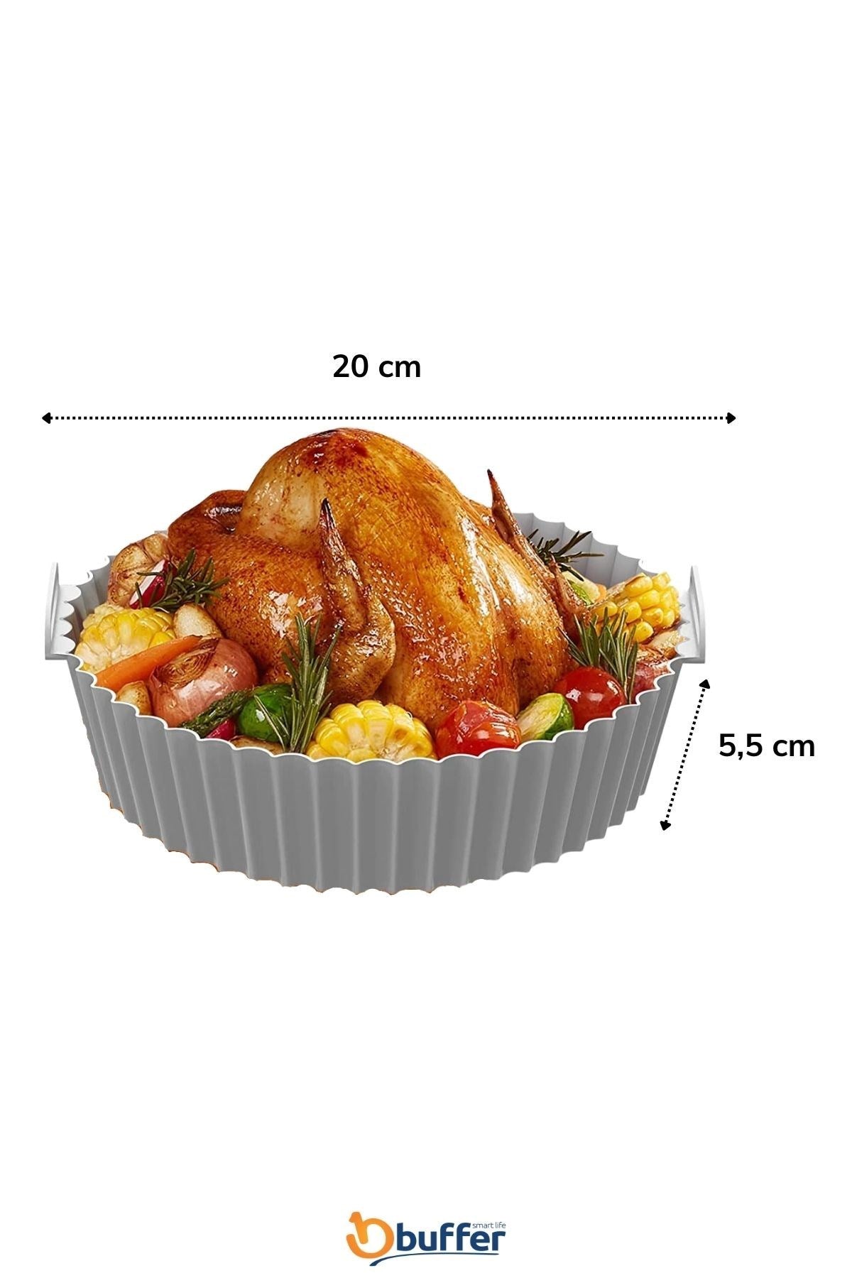 Starixa® Renkli Isıya Dayanıklı Yıkanılabilir Silikon Fırın Ve Airfryer Yuvarlak Model Pişirme Matı 20 Cm