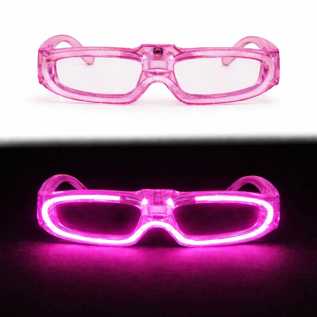 Mey İthalat® Pembe LED Işıklı Parti Gözlüğü 3 Modlu - Glow & Gece Eğlence Gözlüğü