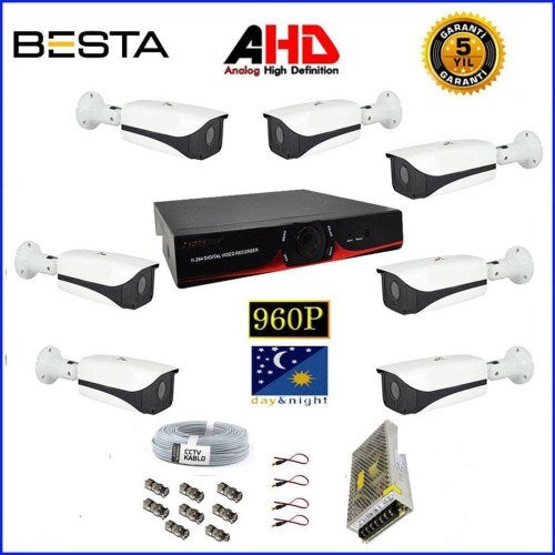 2Mp Ahd 1080P Gece Görüşlü 7 Kameralı Güvenlik Sistemi