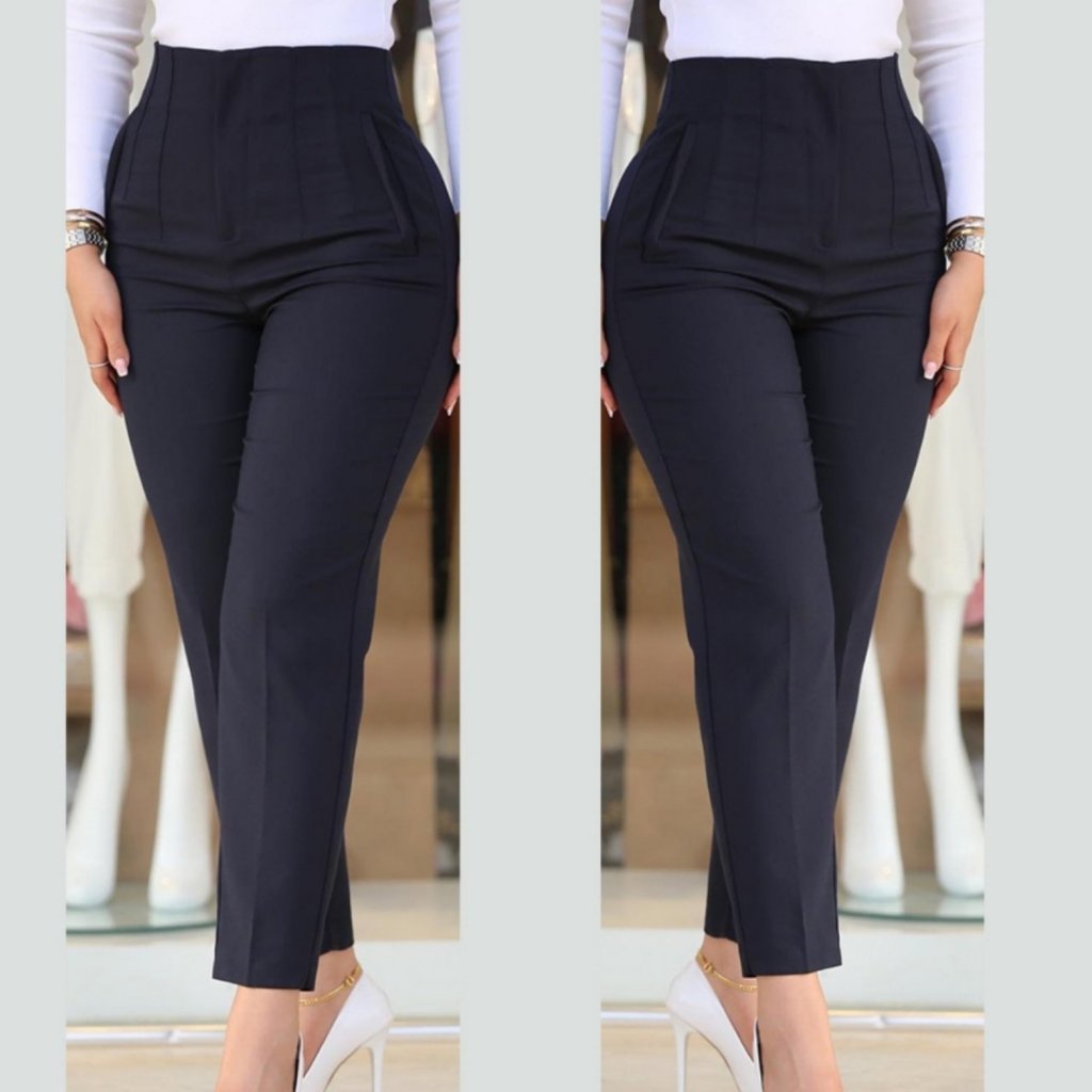 Kadın üste Oturan Paçası Bilek üzerinde Biten Krep Kumaş Kumaş Pantolon 36 (S) - 50 (5XL)