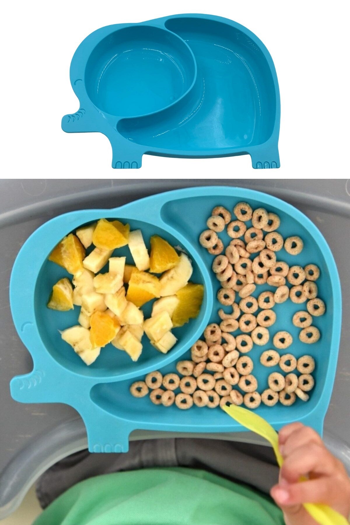 Starixa® Bebek ve Çocuk için Sevimli Fil Model Desenli Yemek Bebek Mama Kabı Bölmeli Tabak