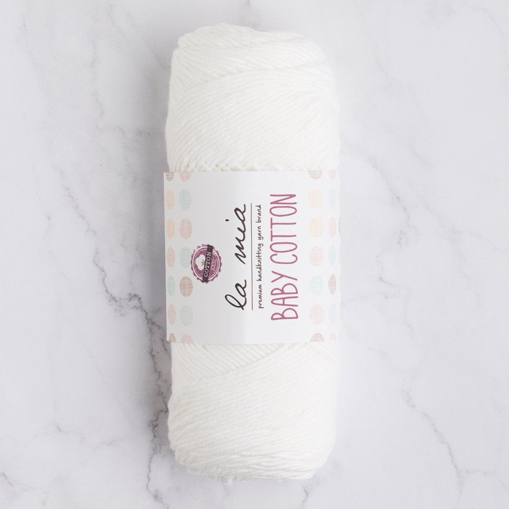 La Mia Baby Cotton خيط حياكة يدوي أبيض - L001 - 33628