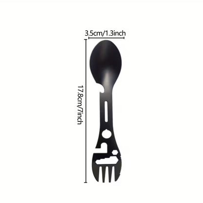 2'li Paket Taktiksel Spork Kaşık Çatal - 5 Fonksiyonlu - Paslanmaz Çelik