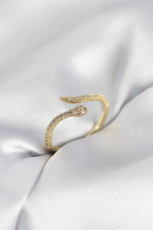 Mey İthalat® Gold Renk Yılan Model Zirkon Taşlı Kadın Yüzük