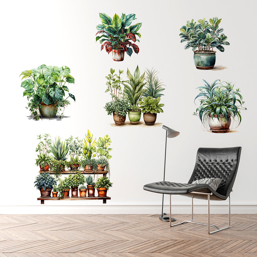 6-piece Sticker Potted Flower Models (5347)