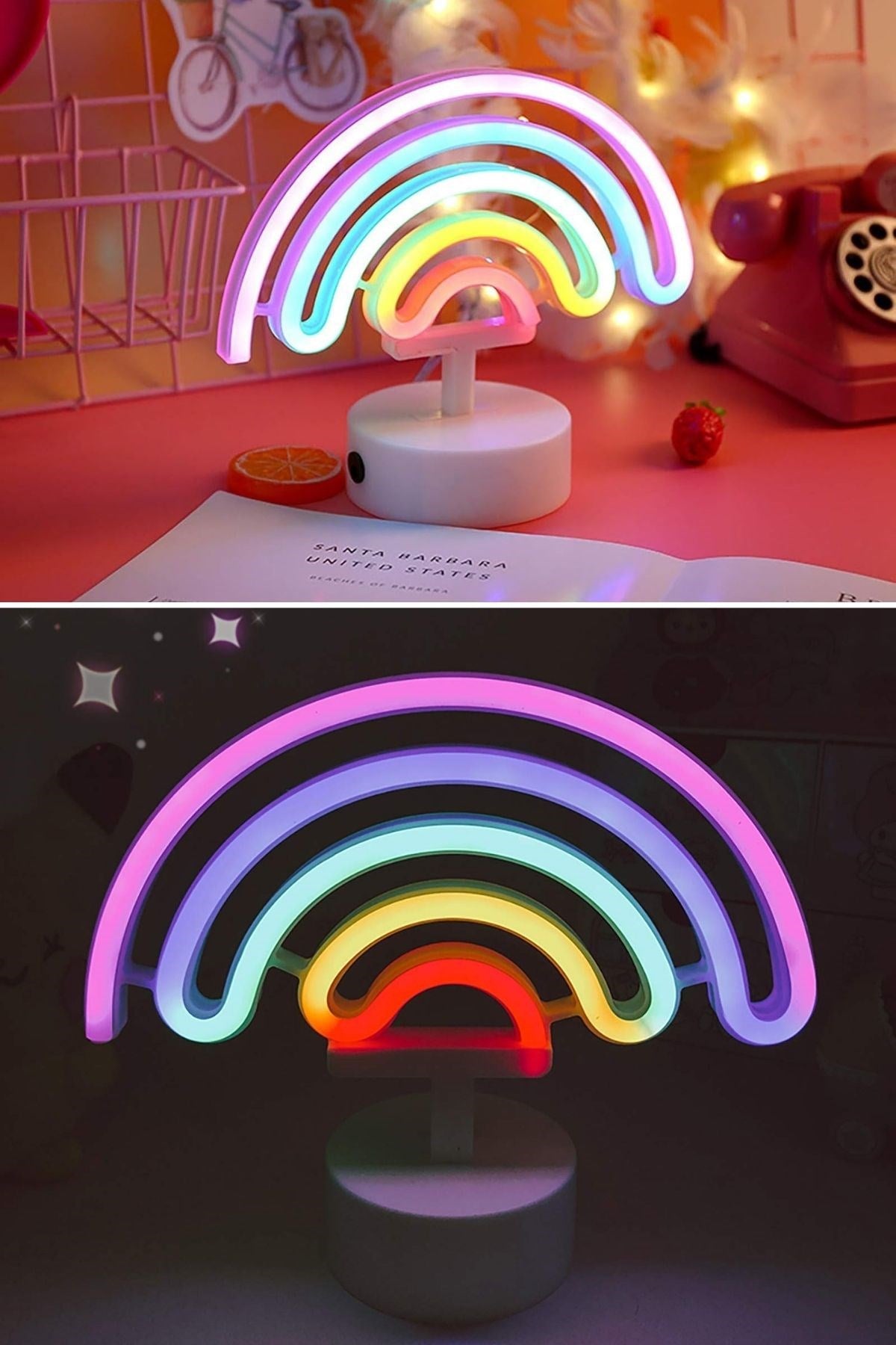 Plastik Gökkuşağı Neon LED Işık - Dekoratif Renkli Masaüstü ve Ambiyans Aydınlatması