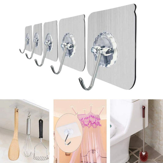 Starixa® Süper Güçlü Yapışkanlı Suya Dayanıklı Şeffaf Askı 5li Set Yeniden Kullanılabilir Kancalar