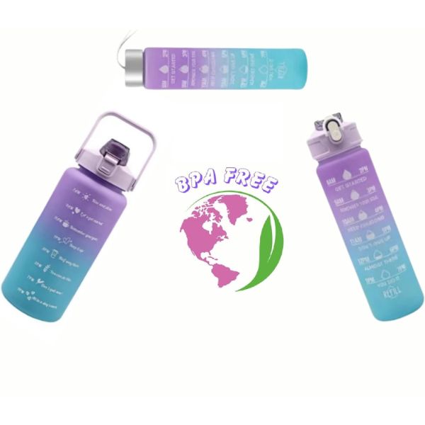 مجموعة زجاجات مياه تحفيزية ملونة