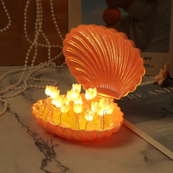 DIY Seashell-Designed Tulip Lamp with LED Lights