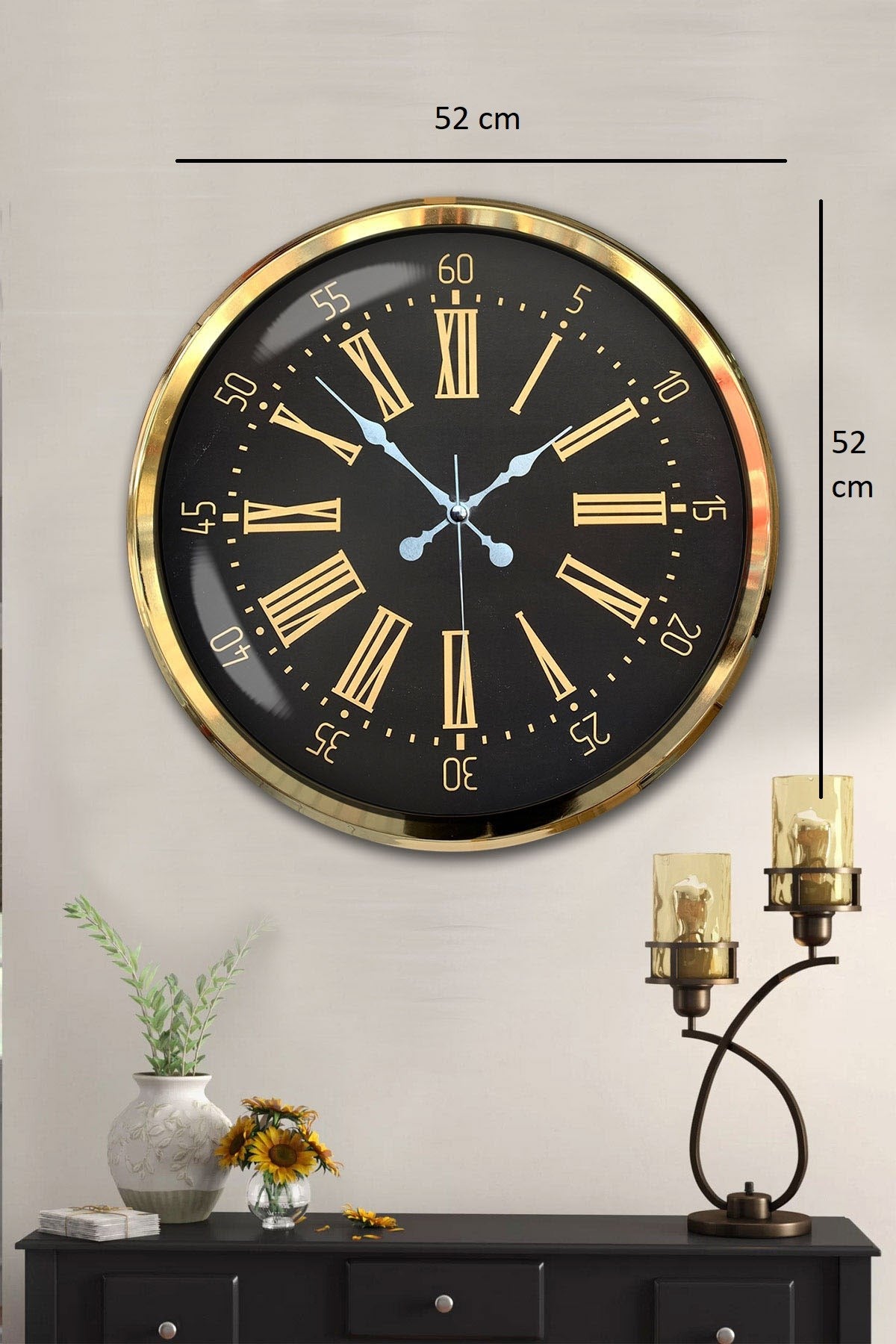 Prime Aurea Gold 52 Cm Metal Duvar Saati