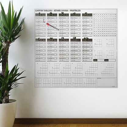 Starixa® Çarpım Tablosu Ezberleme Manyetik Duvar Stickerı 105 x 100 cm