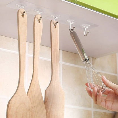 Starixa® Süper Güçlü Yapışkanlı Suya Dayanıklı Şeffaf Askı 5li Set Yeniden Kullanılabilir Kancalar