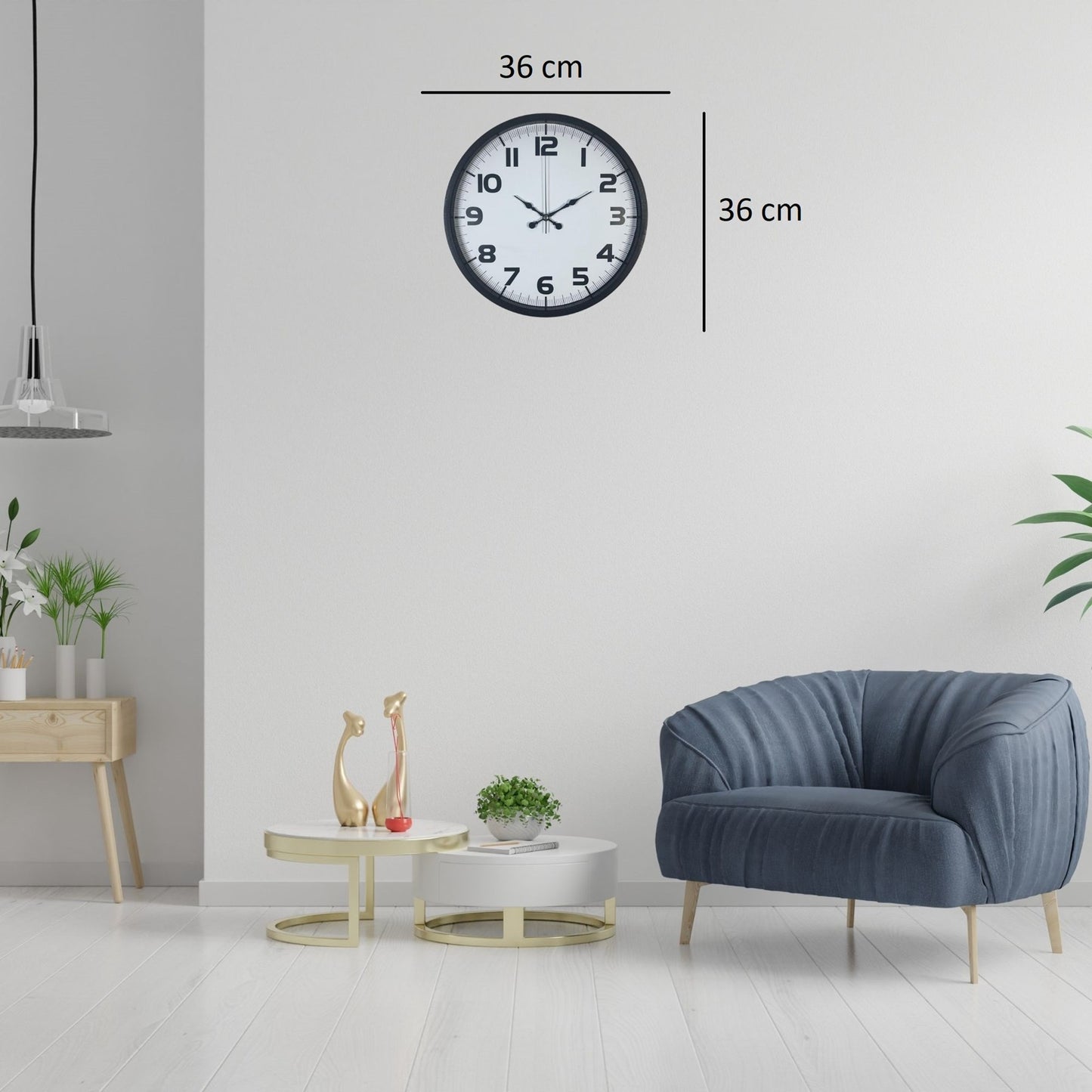 Siyah 36 Cm Büyük Rakamlı Duvar Saati