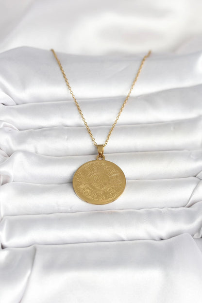 Mey İthalat® 316L Çelik Gold Renk Ayetel Kürsi Yazılı Kolye