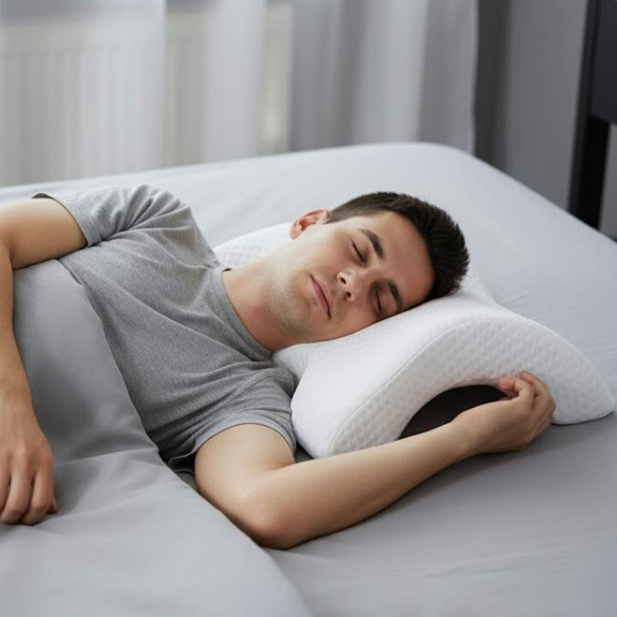 Starixa® 100% Visco Curved Orthopedic Pillow with Washable Fabric Cover for Waist, Neck, and Leg Pain