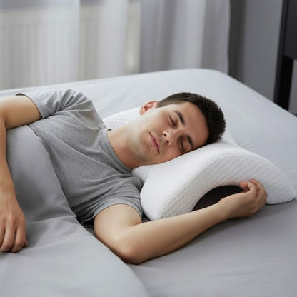 Starixa® 100% Visco Curved Orthopedic Pillow with Washable Fabric Cover for Waist, Neck, and Leg Pain