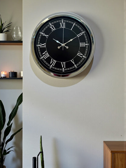 Elegance 40 Cm Metal Krom Duvar Saati