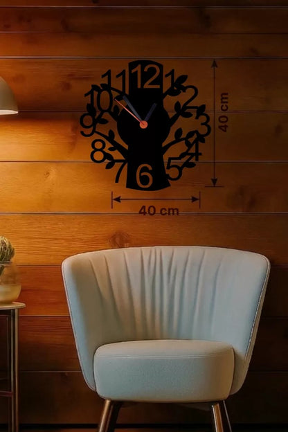 Mey İthalat® Modern Hayat Ağacı Tasarım Ahşap Duvar Saati - 40x40 cm Dekoratif