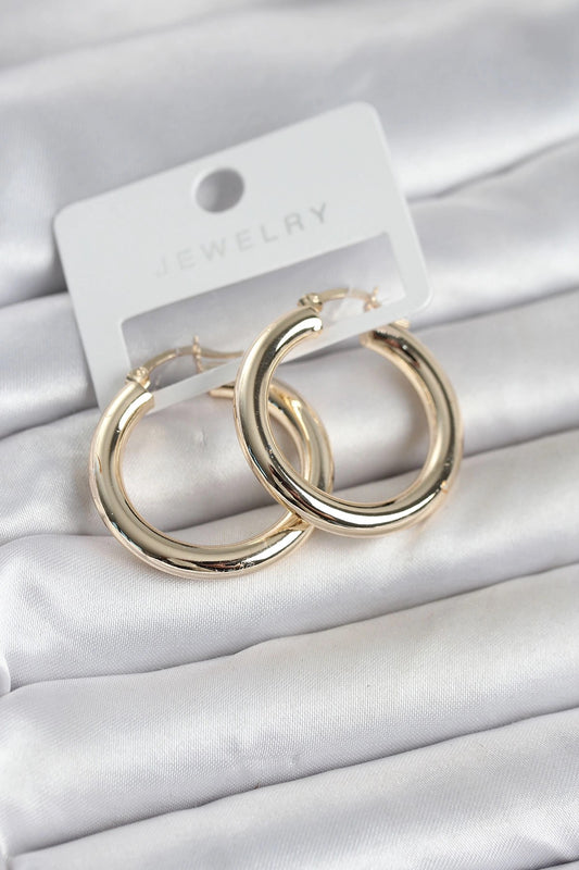 Mey İthalat® Gold Renk Pirinç Halka 30 mm Kadın Küpe