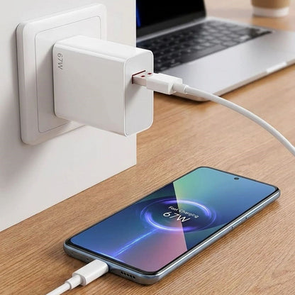 67W Hızlı Şarj Adaptörü USB to Type-C - PD Destekli, Akıllı Hızlı Şarj Başlığı, Güvenli Güç Adaptörü (5347)