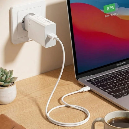 67W Hızlı Şarj Adaptörü USB to Type-C - PD Destekli, Akıllı Hızlı Şarj Başlığı, Güvenli Güç Adaptörü (5347)