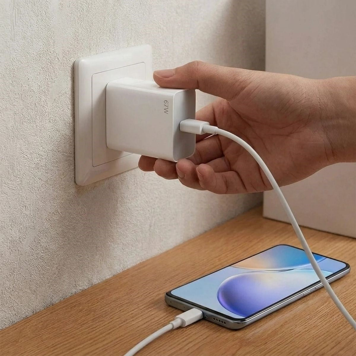 67W Hızlı Şarj Adaptörü USB to Type-C - PD Destekli, Akıllı Hızlı Şarj Başlığı, Güvenli Güç Adaptörü (5347)