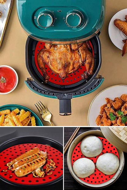 Starixa® Siyah Isıya Dayanıklı Yıkanılabilir Silikon Fırın Ve Airfryer Yuvarlak Model Pişirme Matı 20 Cm