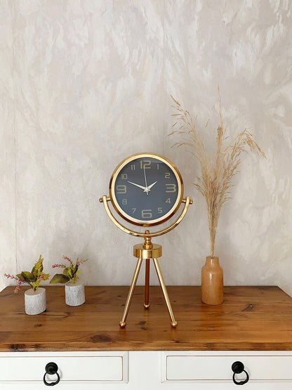 Gold Metal Mini Tripod Siyah İnci Masa Saati 45×26 cm - Şık ve Modern Dekoratif Tasarım