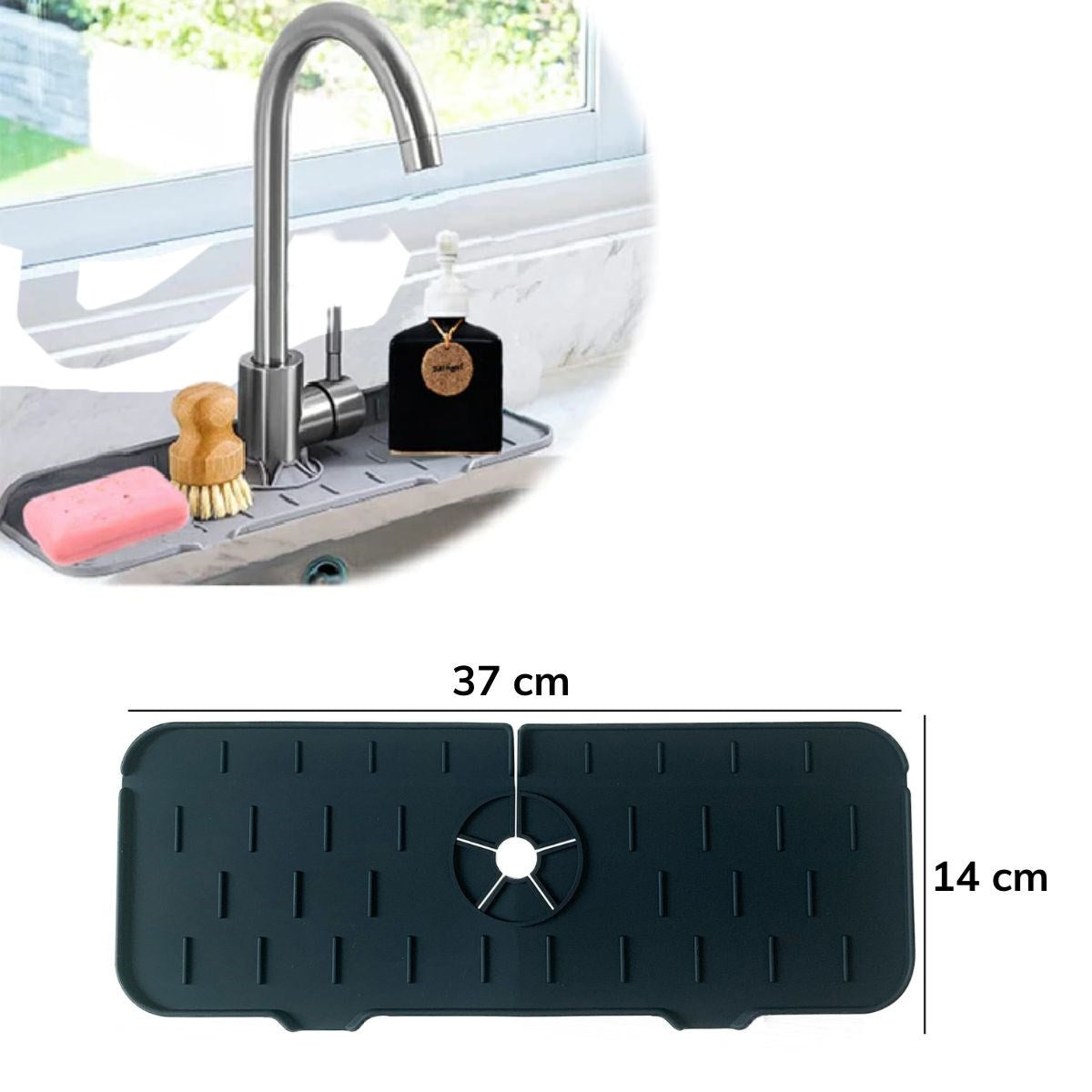 Starixa® Lavabo İçin Silikon Esnek Mat Musluk Sapı Damlama Tutucu Raf Mutfak Tezgahı Sıçrama Koruma